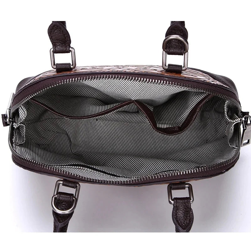 High Quality Natural Skin Women Sling Shoulder Pack Female Messenger Tote Bag Lady Genuine Embossed Leather Vintage Handbag New