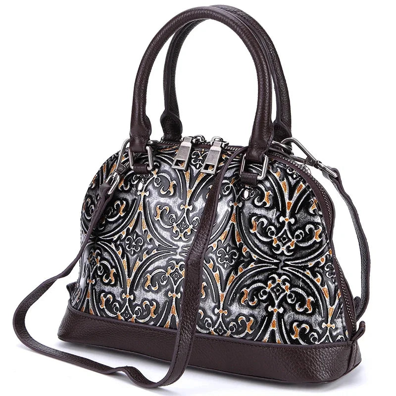 High Quality Natural Skin Women Sling Shoulder Pack Female Messenger Tote Bag Lady Genuine Embossed Leather Vintage Handbag New