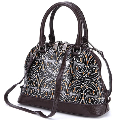 High Quality Natural Skin Women Sling Shoulder Pack Female Messenger Tote Bag Lady Genuine Embossed Leather Vintage Handbag New