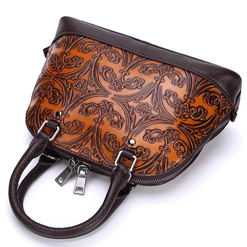 High Quality Natural Skin Women Sling Shoulder Pack Female Messenger Tote Bag Lady Genuine Embossed Leather Vintage Handbag New