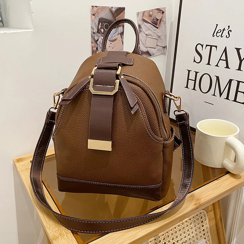 High Quality New Designer Fashion Luxury Backpack Women Small Soft Leather Multi Function Backpack Female Ladies Shoulder Bag