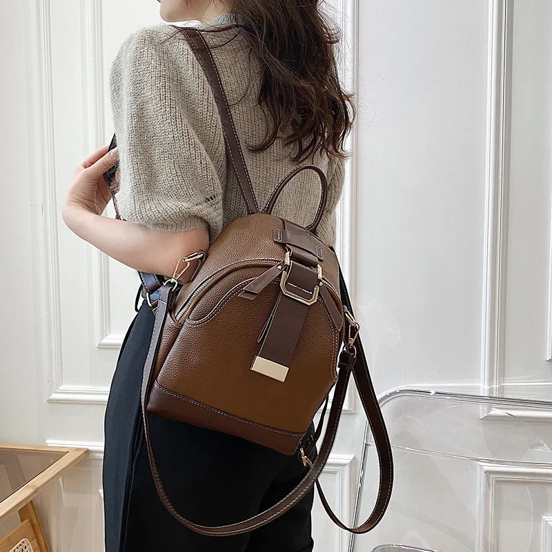 High Quality New Designer Fashion Luxury Backpack Women Small Soft Leather Multi Function Backpack Female Ladies Shoulder Bag