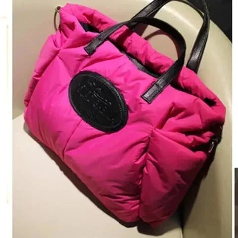 High Quality New Winter Women Ladies Warm Tote Fashion Space Cotton Material Large Down Bag Designer Handbags