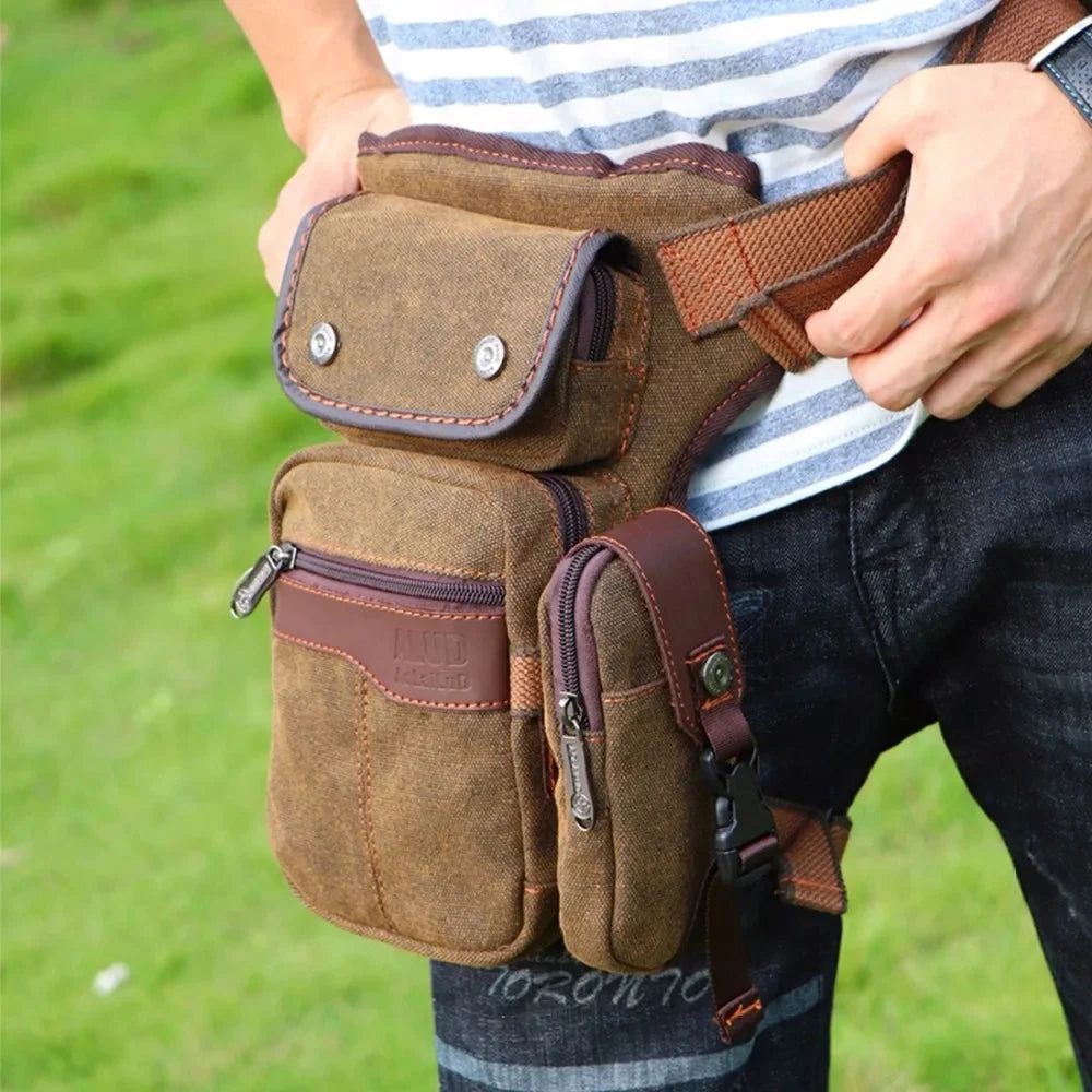 High Quality Nylon/Canvas Leg Drop Hip Cross Body Shoulder Fanny Bag Messenger Motorcycle Rider Cell Phone Waist Pack Belt Bags