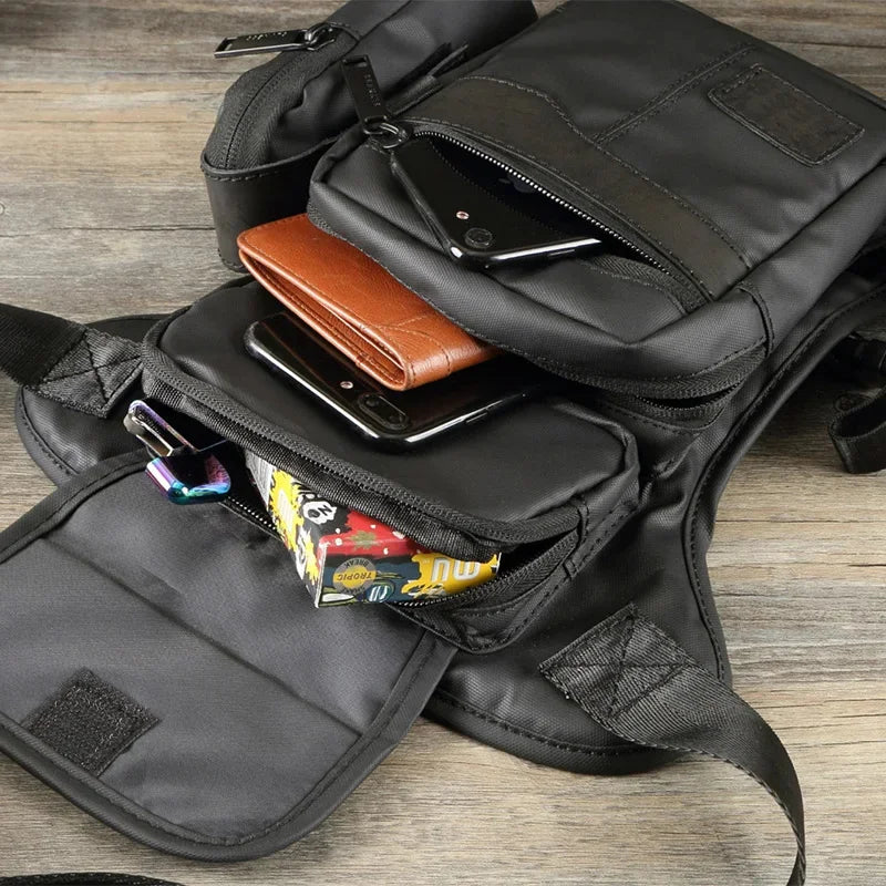 High Quality Nylon/Canvas Leg Drop Hip Cross Body Shoulder Fanny Bag Messenger Motorcycle Rider Cell Phone Waist Pack Belt Bags