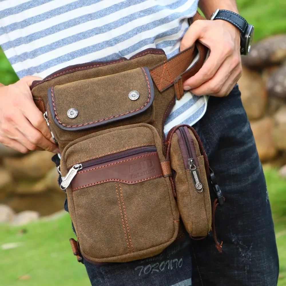High Quality Nylon/Canvas Leg Drop Hip Cross Body Shoulder Fanny Bag Messenger Motorcycle Rider Cell Phone Waist Pack Belt Bags