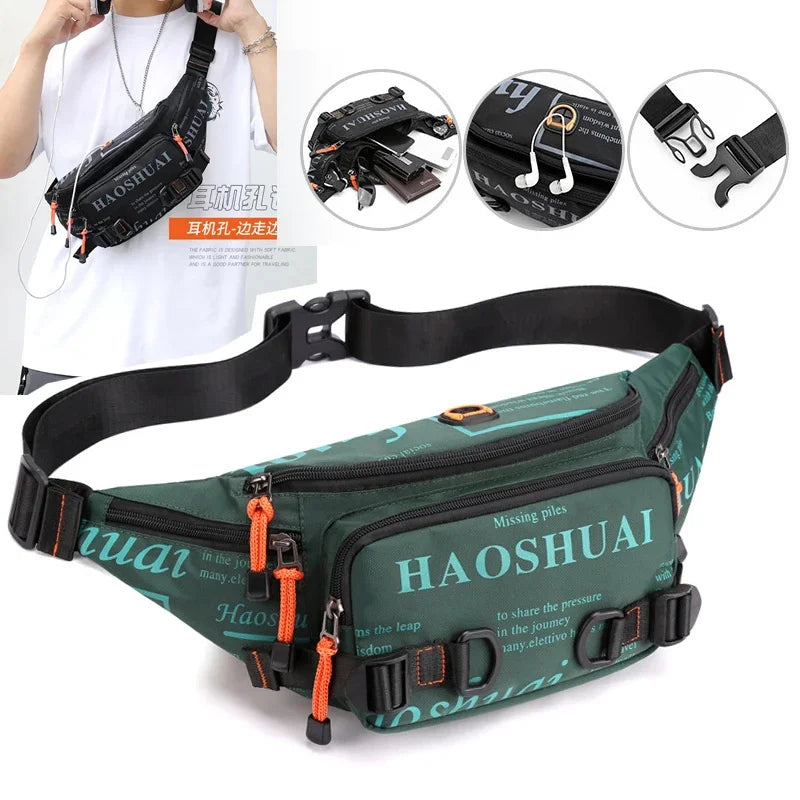 High Quality Nylon Fanny Sling Chest Bum Bag for Men Waterproof Multi-purpose Travel Male Hip Belt Waist Pack Bags Running