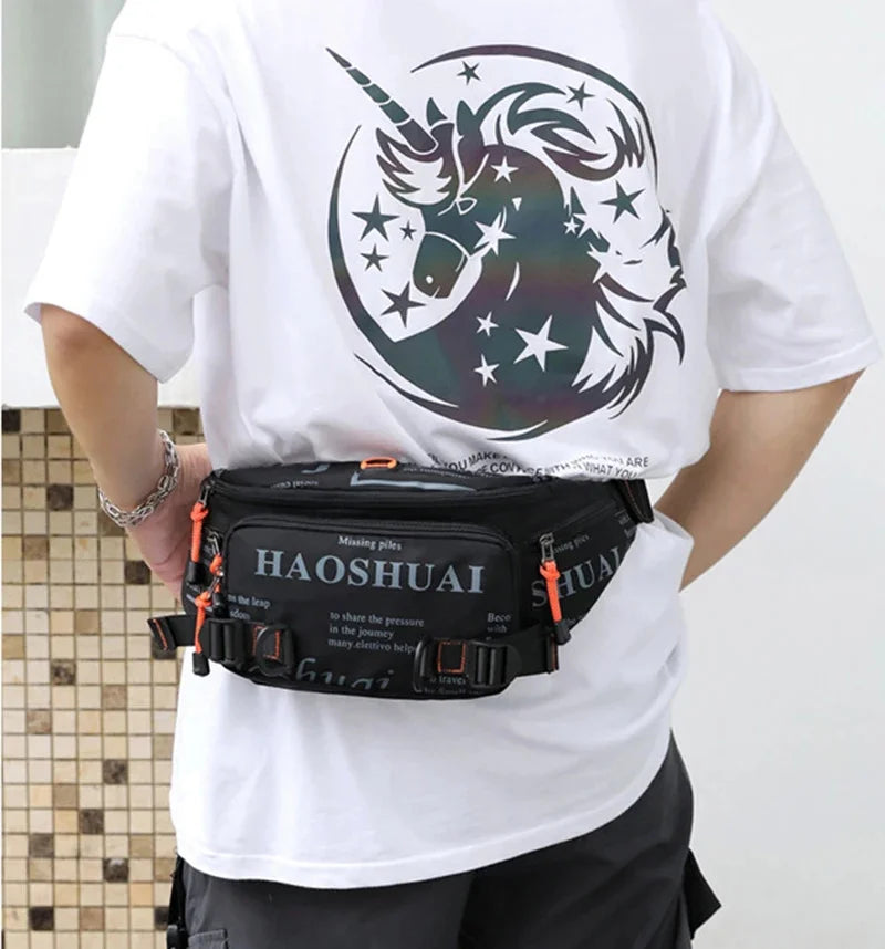 High Quality Nylon Fanny Sling Chest Bum Bag for Men Waterproof Multi-purpose Travel Male Hip Belt Waist Pack Bags Running