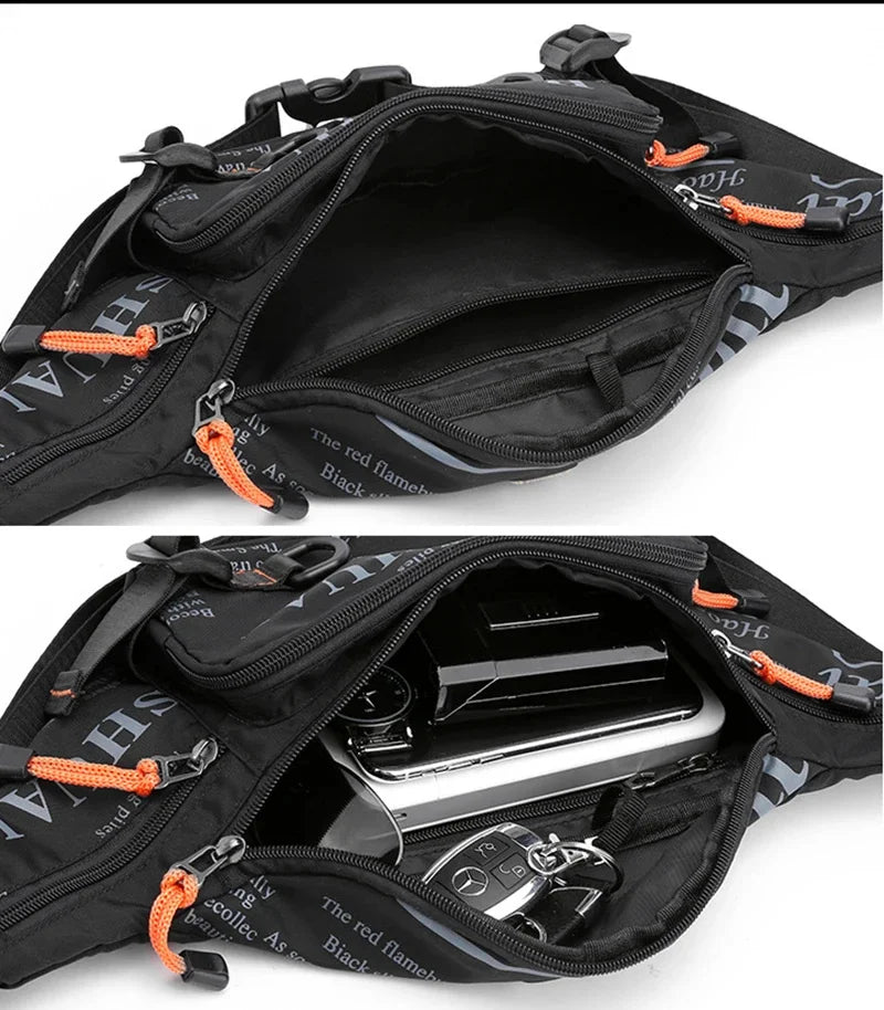 High Quality Nylon Fanny Sling Chest Bum Bag for Men Waterproof Multi-purpose Travel Male Hip Belt Waist Pack Bags Running