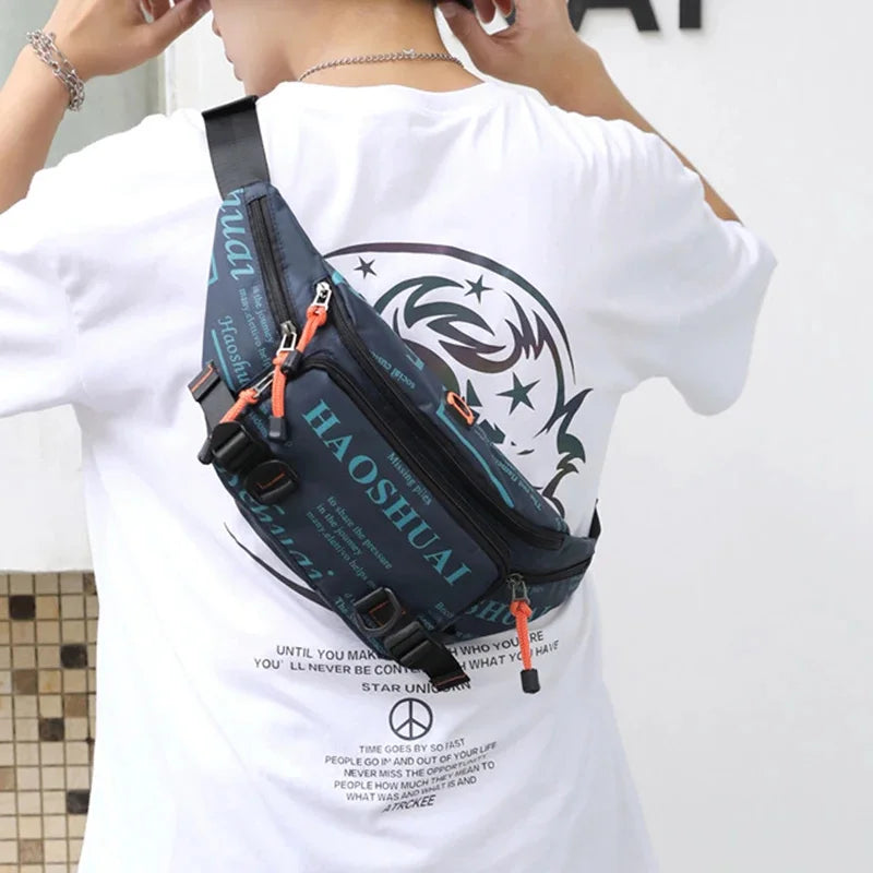 High Quality Nylon Fanny Sling Chest Bum Bag for Men Waterproof Multi-purpose Travel Male Hip Belt Waist Pack Bags Running