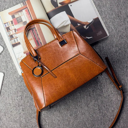 High Quality Oil Wax Cowhide Handbag Crossbody Top Handle Bag Female Tote Luxury Genuine Leather Women Messenger Shoulder Bags