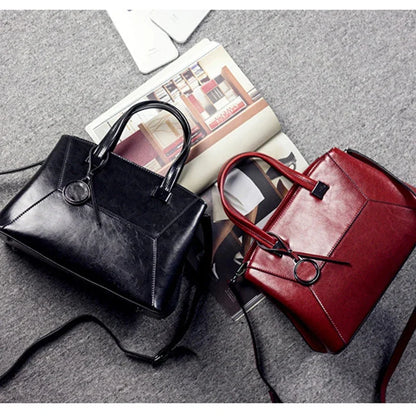 High Quality Oil Wax Cowhide Handbag Crossbody Top Handle Bag Female Tote Luxury Genuine Leather Women Messenger Shoulder Bags