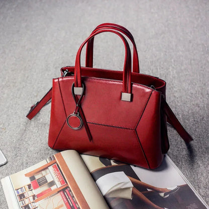 High Quality Oil Wax Cowhide Handbag Crossbody Top Handle Bag Female Tote Luxury Genuine Leather Women Messenger Shoulder Bags