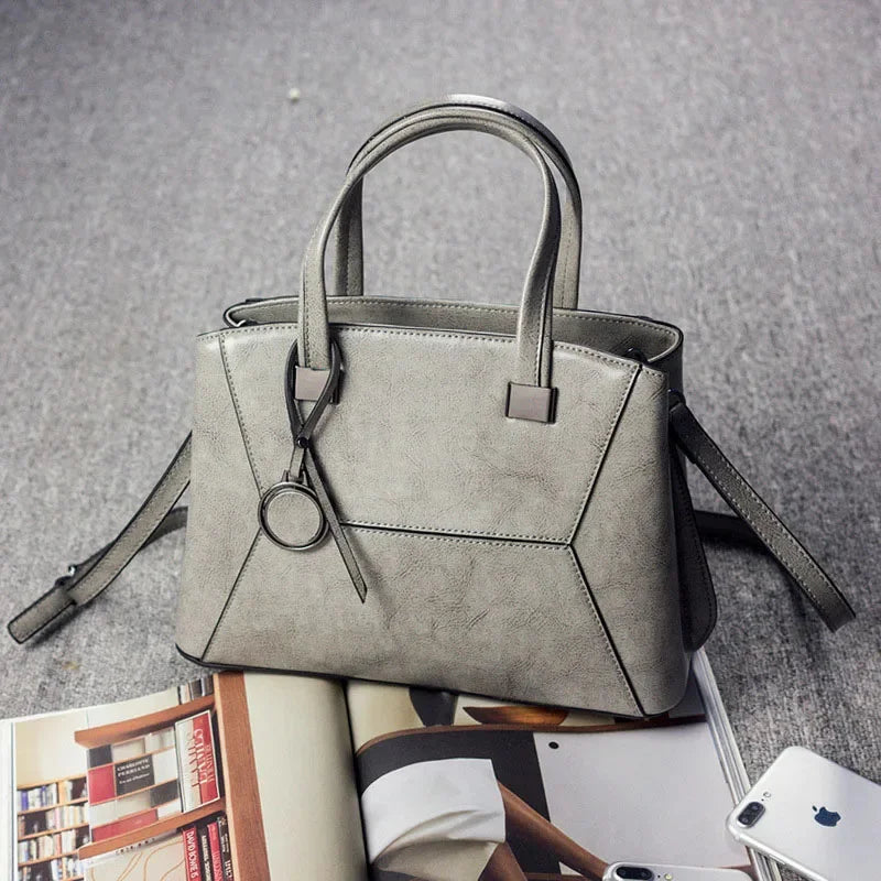 High Quality Oil Wax Cowhide Handbag Crossbody Top Handle Bag Female Tote Luxury Genuine Leather Women Messenger Shoulder Bags