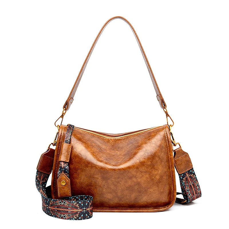 High Quality Oil Wax Leather Shoulder Crossbody Bags For Women 2024 Luxury Brand Ladies Messenger Tote Sac Fashion Women Handbag