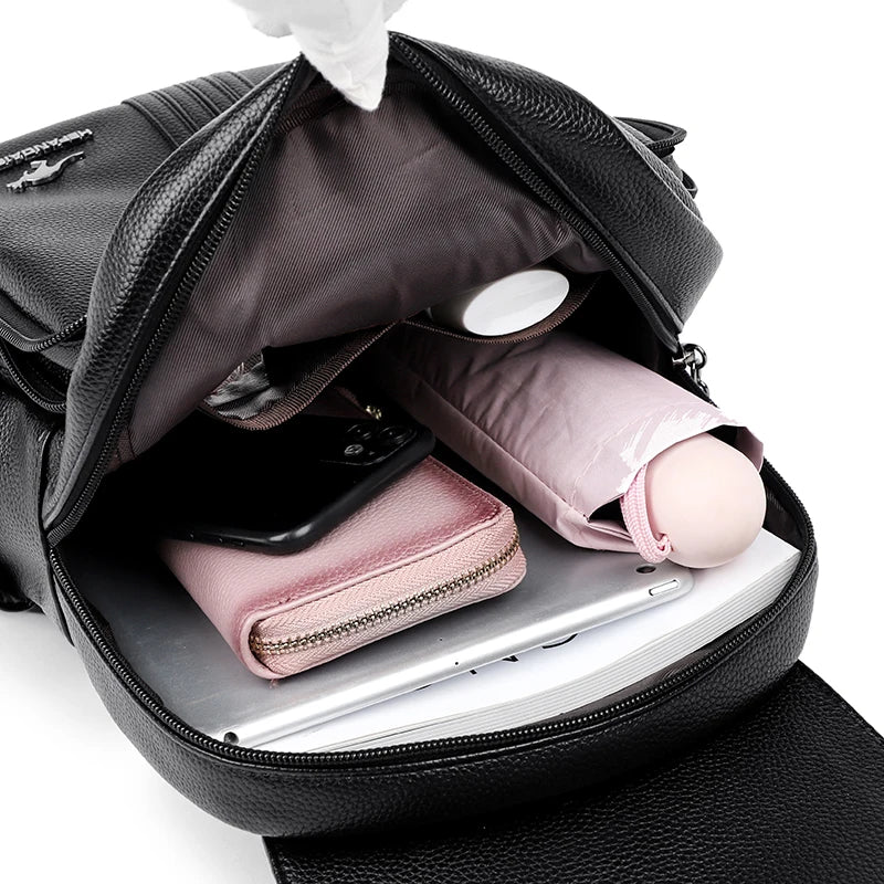 High Quality PU Leather Backpacks Girl Luxury Designer Knapsack High Quality Women Backpack Large Capacity Travel SchoolBag Sac