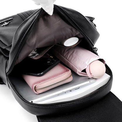 High Quality PU Leather Backpacks Girl Luxury Designer Knapsack High Quality Women Backpack Large Capacity Travel SchoolBag Sac