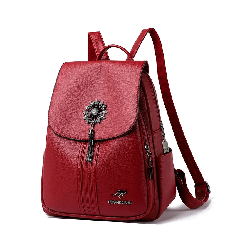 High Quality PU Leather Backpacks Girl Luxury Designer Knapsack High Quality Women Backpack Large Capacity Travel SchoolBag Sac