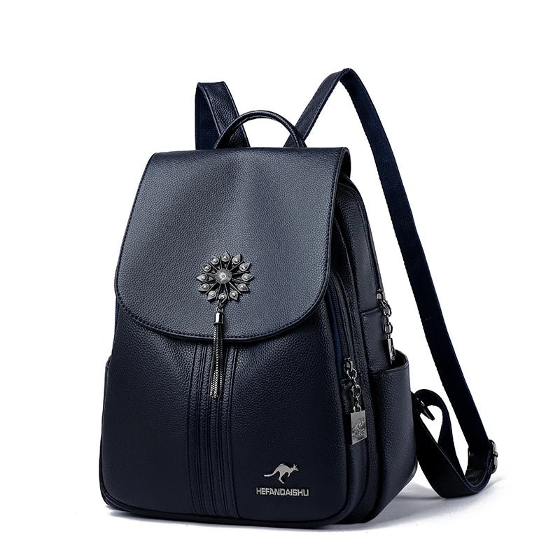 High Quality PU Leather Backpacks Girl Luxury Designer Knapsack High Quality Women Backpack Large Capacity Travel SchoolBag Sac