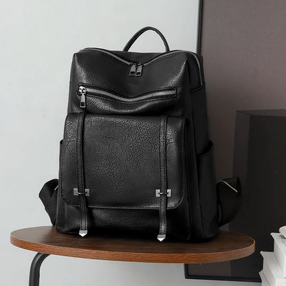 High Quality PU Leather Brand Backpack For Women Fashion Travel Bagpack Retro School Bags Casual Lides Shoulder Bag Sac a Dos