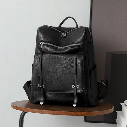 High Quality PU Leather Brand Backpack For Women Fashion Travel Bagpack Retro School Bags Casual Lides Shoulder Bag Sac a Dos