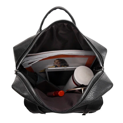 High Quality PU Leather Brand Backpack For Women Fashion Travel Bagpack Retro School Bags Casual Lides Shoulder Bag Sac a Dos