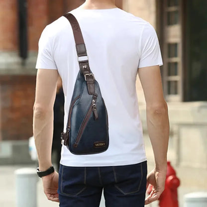 High Quality PU Leather Men's Chest Sports Sling Luxury Male Shoulder Messenger Fashion Travel Small Crossbody Bag
