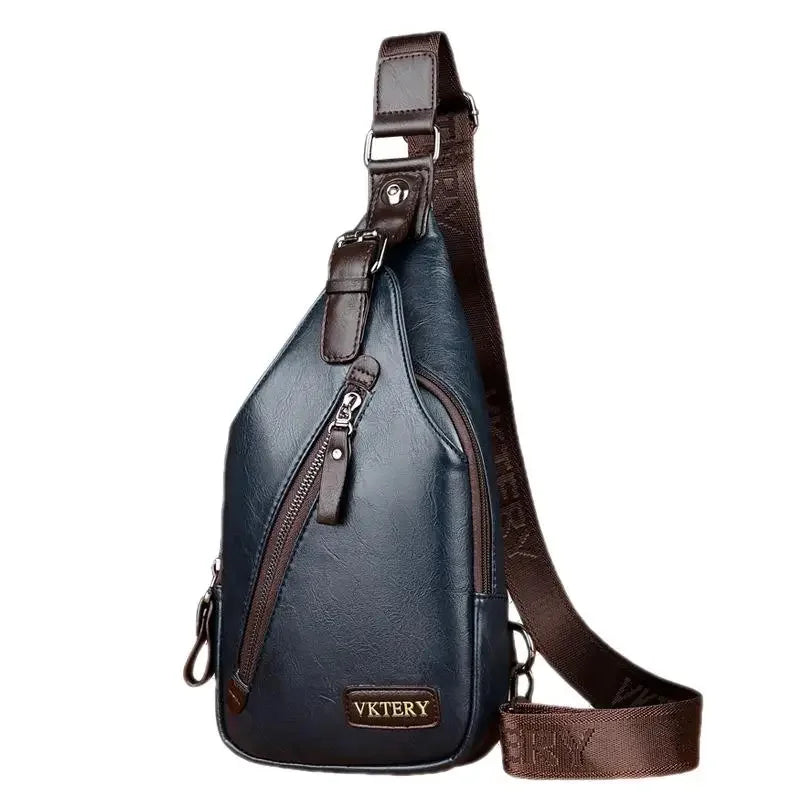 High Quality PU Leather Men's Chest Sports Sling Luxury Male Shoulder Messenger Fashion Travel Small Crossbody Bag