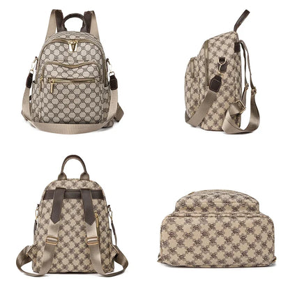 High Quality Printed Fabric Waterproof Backpack Multiple Pockets Large Capacity Luxury Backpack for Women Designer Shoulder Bag