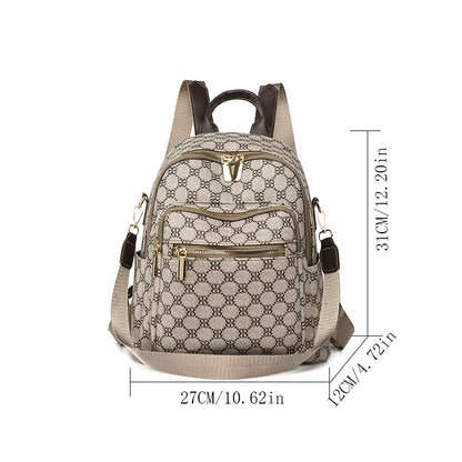 High Quality Printed Fabric Waterproof Backpack Multiple Pockets Large Capacity Luxury Backpack for Women Designer Shoulder Bag