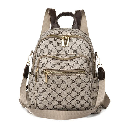 High Quality Printed Fabric Waterproof Backpack Multiple Pockets Large Capacity Luxury Backpack for Women Designer Shoulder Bag