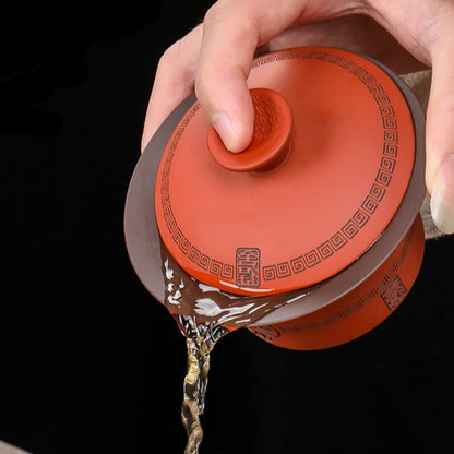 High Quality Purple Clay Gaiwan Teaset Handmade Portable Tea Maker Chinese Tradition Tea Bowl Teaware Teacup and Saucer Set