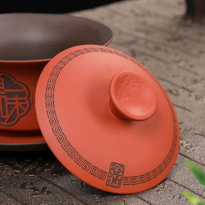 High Quality Purple Clay Gaiwan Teaset Handmade Portable Tea Maker Chinese Tradition Tea Bowl Teaware Teacup and Saucer Set