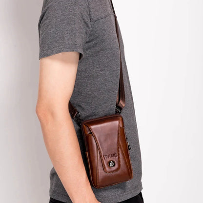 High Quality Real Cowhide Men Shoulder Fanny Belt Pack Purse Hip Bum Fashion Cell Phone Case Genuine Leather Waist Hook Bags New