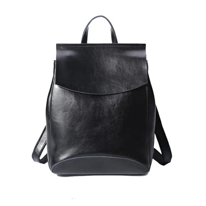 High Quality Real Cowhide Women Backpack Knapsack Crossbody Shoulder Bag Oil Wax Genuine Leather Female Rucksack School Daypack