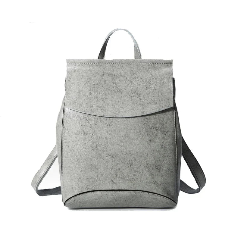 High Quality Real Cowhide Women Backpack Knapsack Crossbody Shoulder Bag Oil Wax Genuine Leather Female Rucksack School Daypack