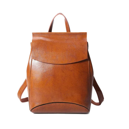 High Quality Real Cowhide Women Backpack Knapsack Crossbody Shoulder Bag Oil Wax Genuine Leather Female Rucksack School Daypack