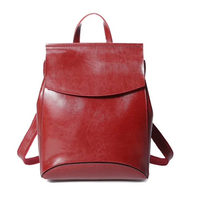 High Quality Real Cowhide Women Backpack Knapsack Crossbody Shoulder Bag Oil Wax Genuine Leather Female Rucksack School Daypack
