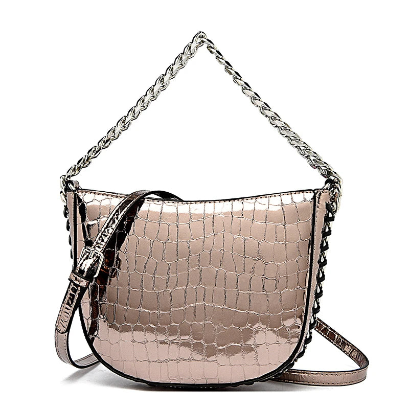 High Quality Rivet Patent Leather Shoulder Crossbody Bag For Women 2023 Luxury Women's Handbag Fashion Female Messenger Tote Sac