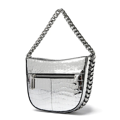 High Quality Rivet Patent Leather Shoulder Crossbody Bag For Women 2023 Luxury Women's Handbag Fashion Female Messenger Tote Sac