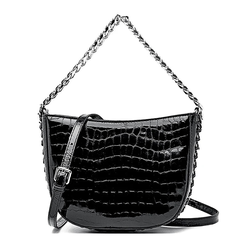 High Quality Rivet Patent Leather Shoulder Crossbody Bag For Women 2023 Luxury Women's Handbag Fashion Female Messenger Tote Sac