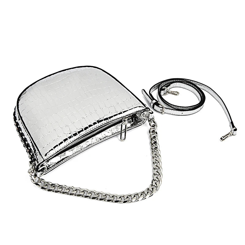 High Quality Rivet Patent Leather Shoulder Crossbody Bag For Women 2023 Luxury Women's Handbag Fashion Female Messenger Tote Sac