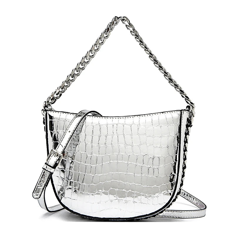 High Quality Rivet Patent Leather Shoulder Crossbody Bag For Women 2023 Luxury Women's Handbag Fashion Female Messenger Tote Sac