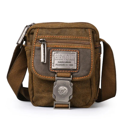 High-Quality Ruil Retro Canvas Small Bags Men Fashion Multi-Functional Pockets Leisure Travel Phone Bag Toolkit Vintage Package