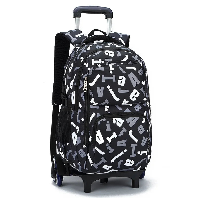 High Quality School Backpack Wheeled Bag Rolling Backpack Junior High School Trolley Bags Waterproof School Bags For Teenage Boy