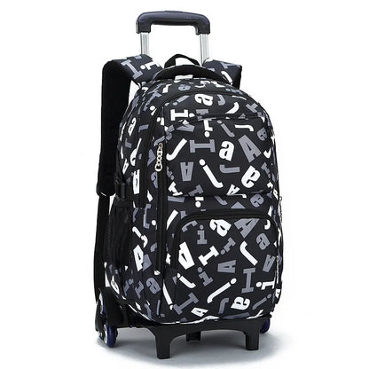 High Quality School Backpack Wheeled Bag Rolling Backpack Junior High School Trolley Bags Waterproof School Bags For Teenage Boy
