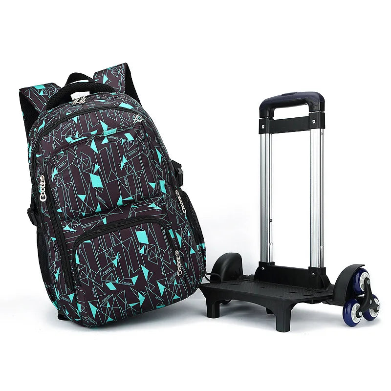 High Quality School Backpack Wheeled Bag Rolling Backpack Junior High School Trolley Bags Waterproof School Bags For Teenage Boy