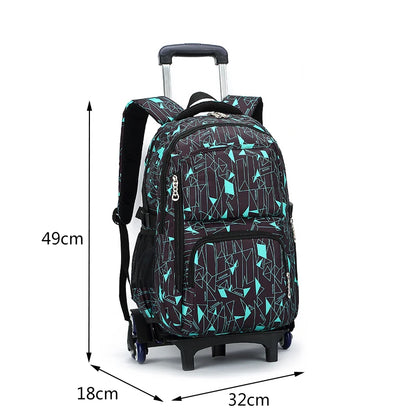 High Quality School Backpack Wheeled Bag Rolling Backpack Junior High School Trolley Bags Waterproof School Bags For Teenage Boy