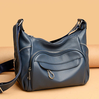 High Quality Soft Genuine Leather Shoulder Crossbody Bags for Women 2023 Luxury Cowhide Large Handbags Ladies Messenger Tote Sac