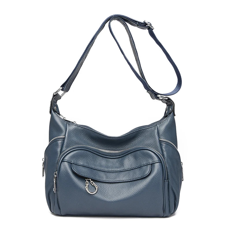 High Quality Soft Genuine Leather Shoulder Crossbody Bags for Women 2023 Luxury Cowhide Large Handbags Ladies Messenger Tote Sac